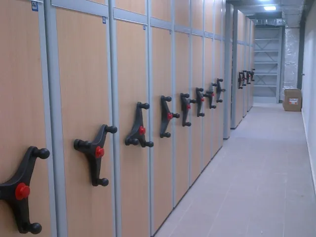 Mobile shelving with wood-effect panels